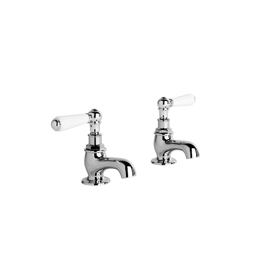 Neu England Pillar Taps with White Porcelain Levers