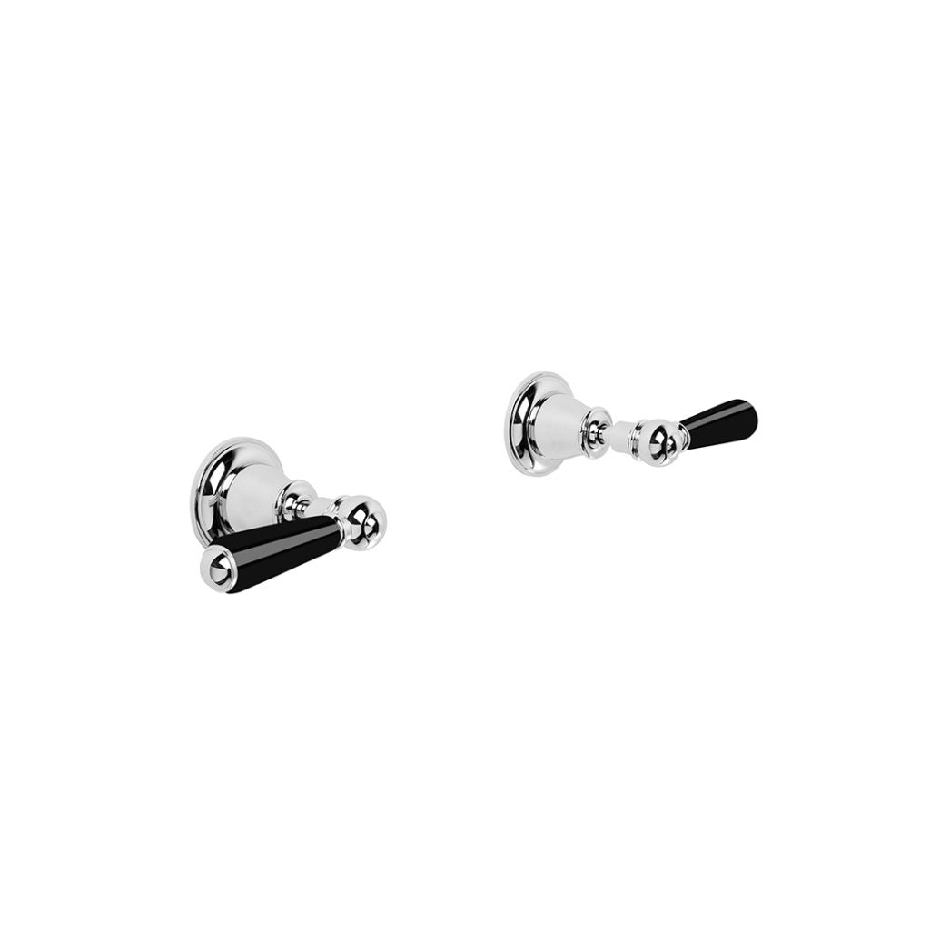 Neu England Wall Taps with Black Porcelain Levers
