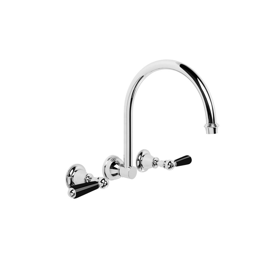 Neu England Wall Set with Black Porcelain Levers