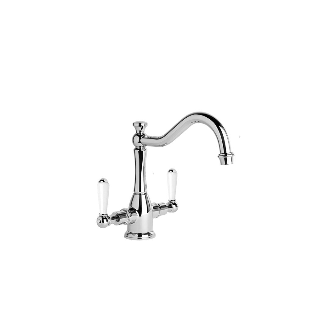 Neu England Kitchen Mixer with White Porcelain Levers