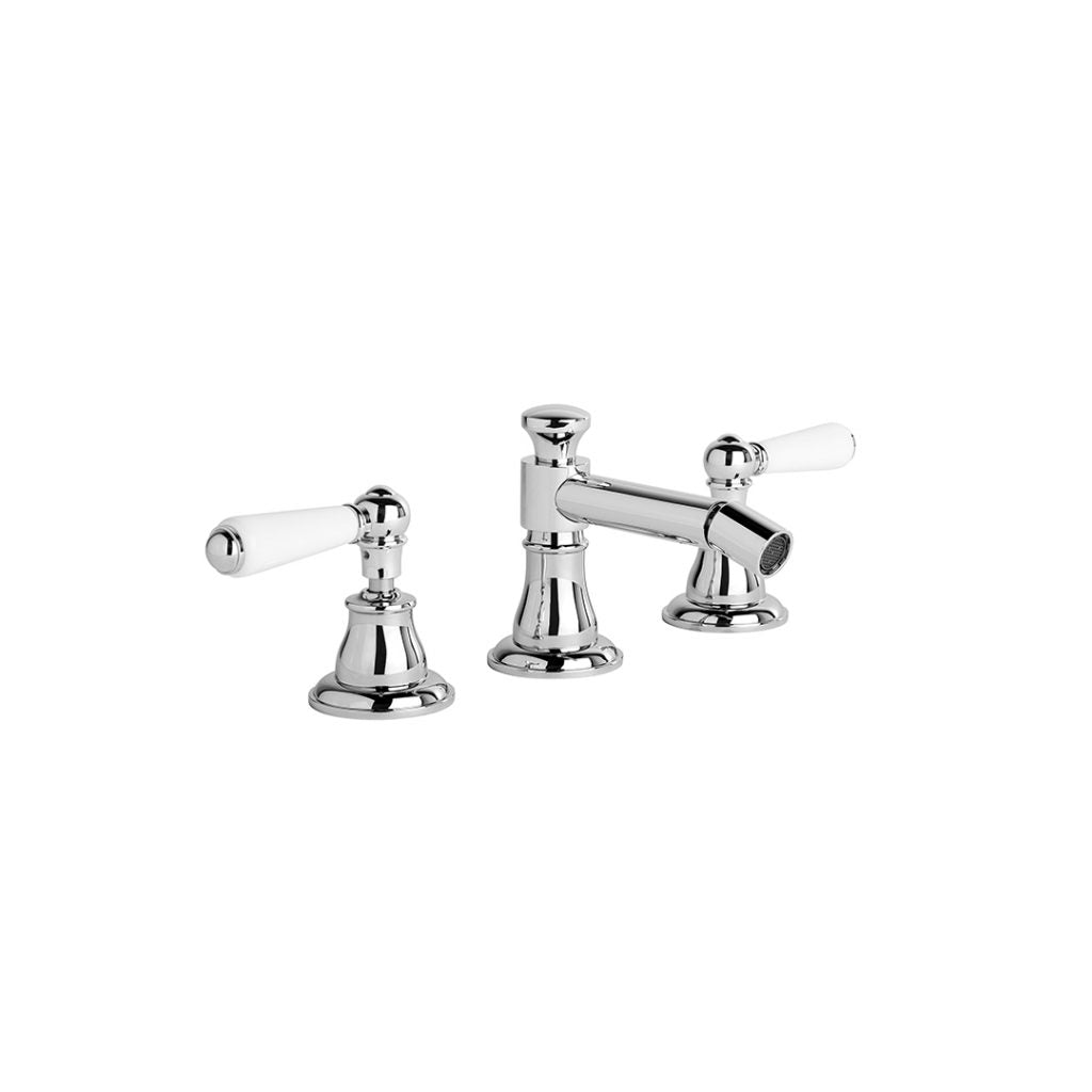 Neu England Bidet Set with White Porcelain Levers
