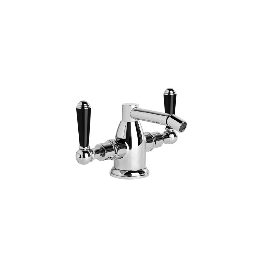 Neu England Bidet Mixer with Black Porcelain Levers