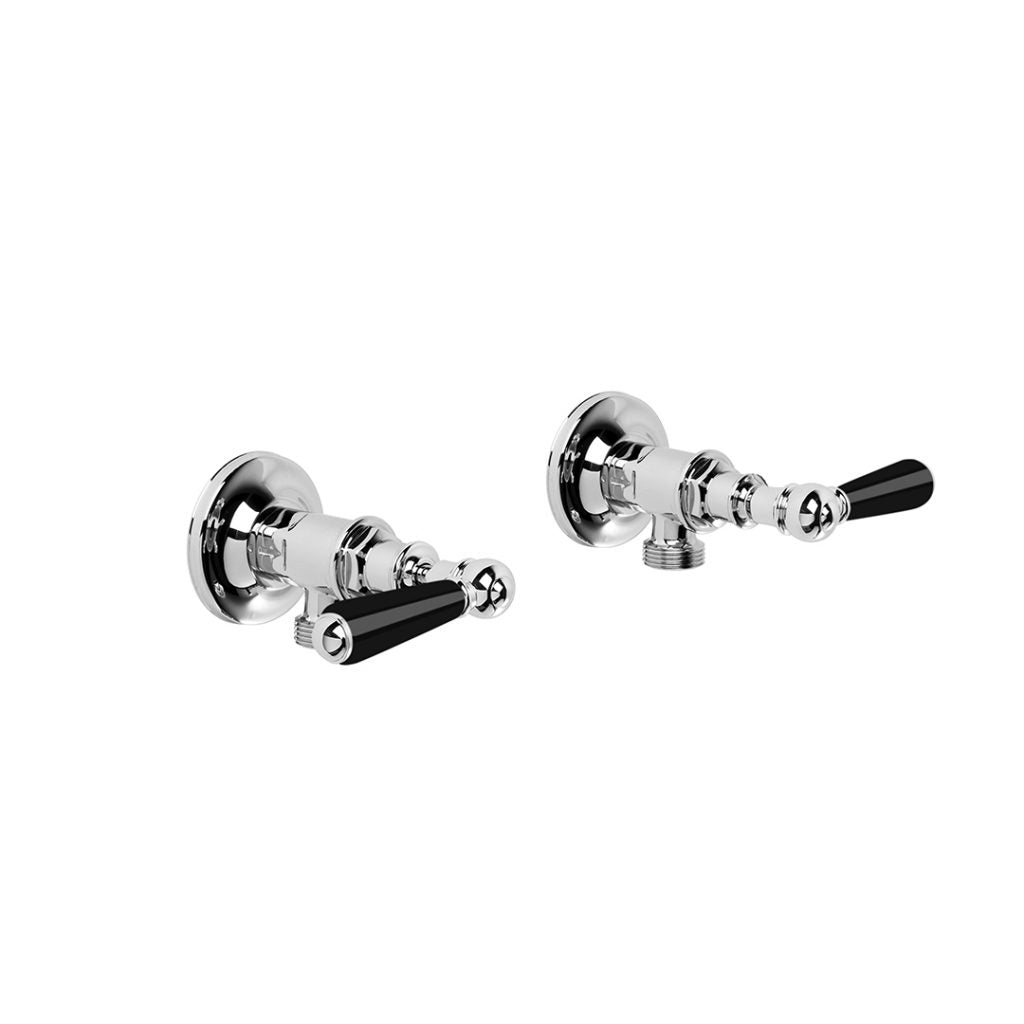 Neu England Washing Machine Taps with Black Porcelain Levers