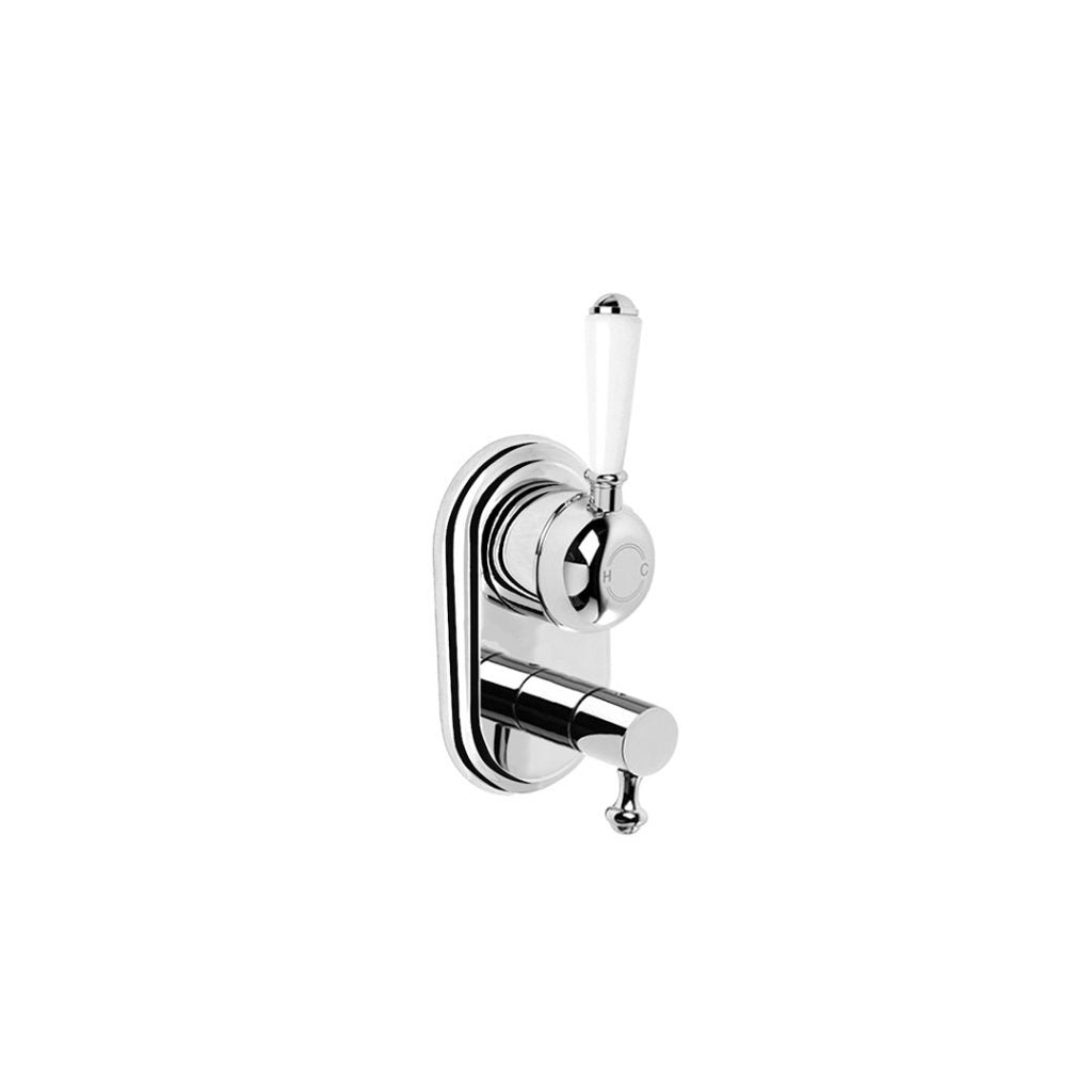 Neu England Mixer Diverter with White Porcelain Lever
